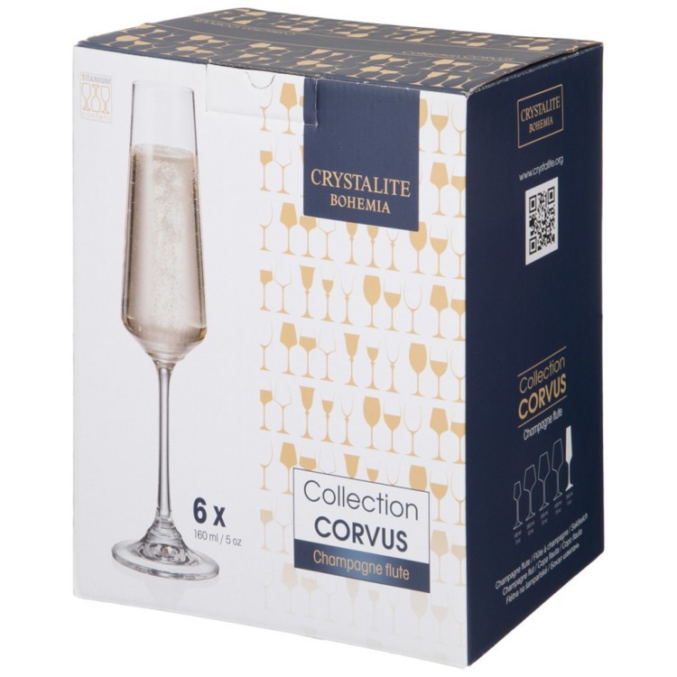 Набор бокалов для шампанского из 6 шт  серия "naomi"  160 мл цвет: лазурит Акционерное Общество (194-654)