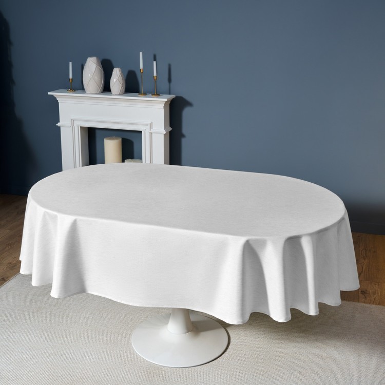 Скатерть  160х220 cm овальная, "феерия. серебро", цвет: белый, tm lefard, полиэстер 100% Lefard (986-004-28)