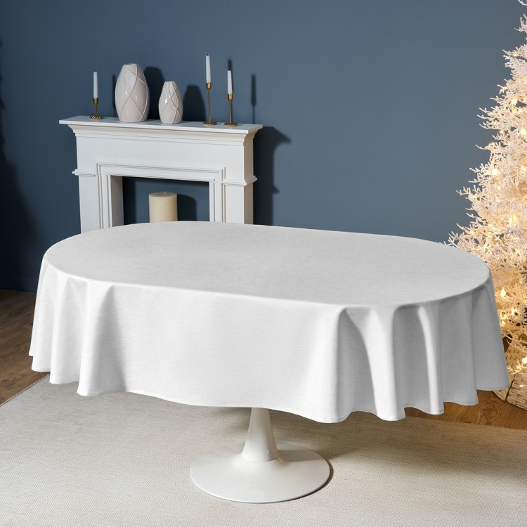 Скатерть  160х220 cm овальная, "феерия. серебро", цвет: белый, tm lefard, полиэстер 100% Lefard (986-004-28)