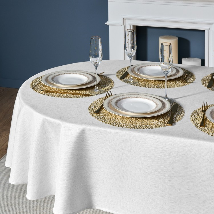 Скатерть  160х220 cm овальная, "феерия. серебро", цвет: белый, tm lefard, полиэстер 100% Lefard (986-004-28)