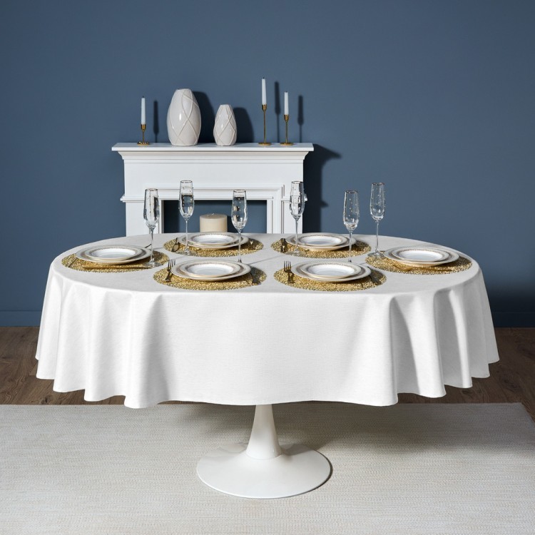 Скатерть  160х220 cm овальная, "феерия. серебро", цвет: белый, tm lefard, полиэстер 100% Lefard (986-004-28)