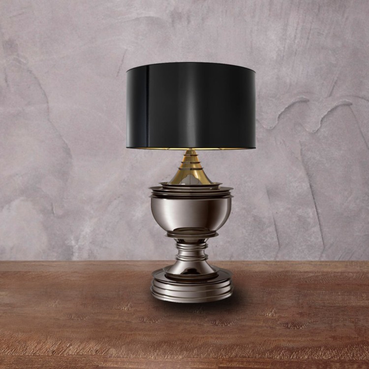 Лампа Силом 106024(LIG06024), металл, текстиль, Black, ROOMERS FURNITURE