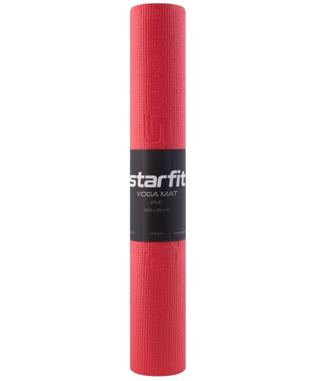 Коврик для йоги и фитнеса FM-101, PVC, 183x61x0,3 см, красный (2104793)