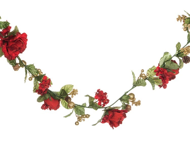 Гирлянда розы/гортензии/ягоды красная длина=150 см. Huajing Plastic (864-030) 