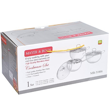 Набор посуды 6пр 1,7+2,3+3,0 л Mayer&Boch (31006)