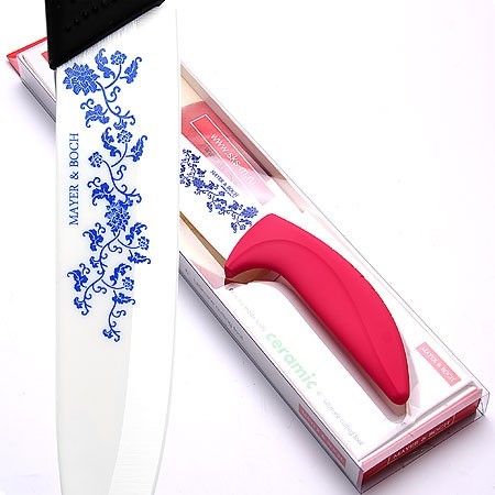 Нож 30 см.КЕРАМИКА МАЛИНОВАЯ силиконовая ручка МВ (21847-4)