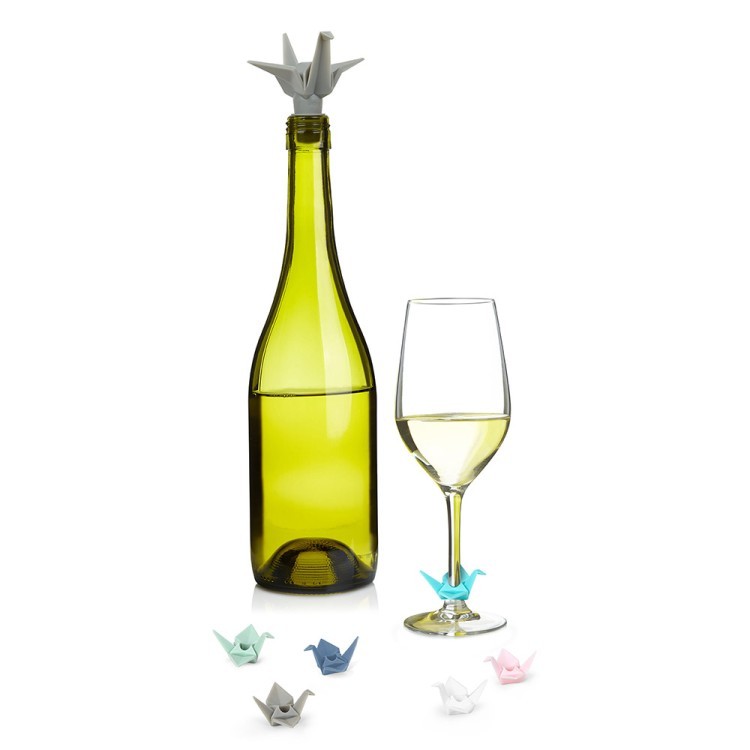 Набор из пробки для бутылки и маркеров для бокалов origami (54522)