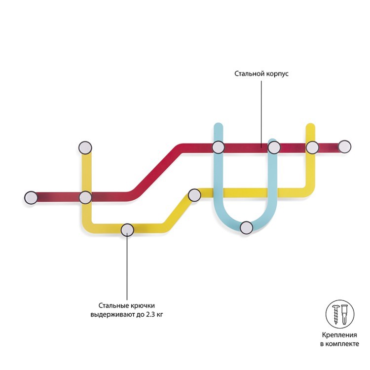 Вешалка subway, 57,8 см, разноцветная (44486) Вешалка subway, 57,8 см, разноцветная (44486)