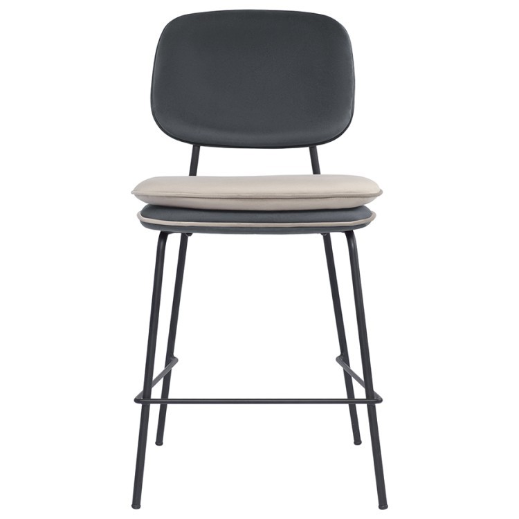 Стул полубарный с контрастным кантом pea, велюр, темно-серый/бежевый (77101)