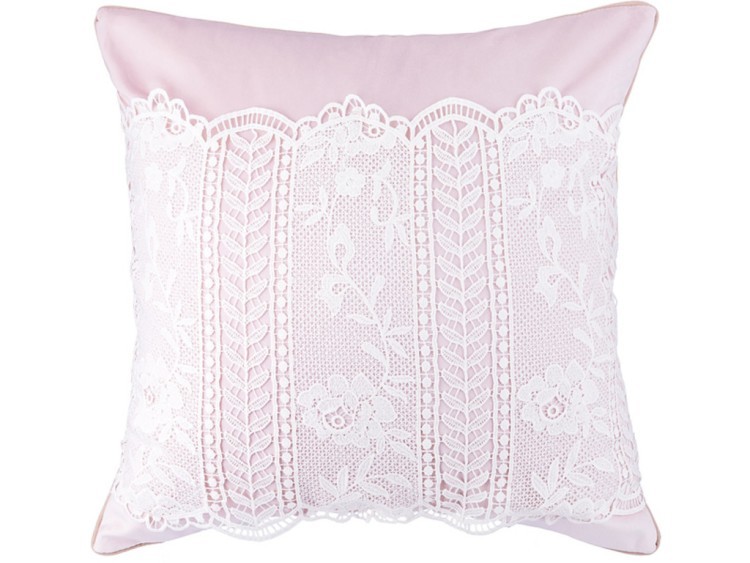 Подушка декоративная "кружево",45*45см,розовый,100%пэ вышивка SANTALINO (850-827-55)