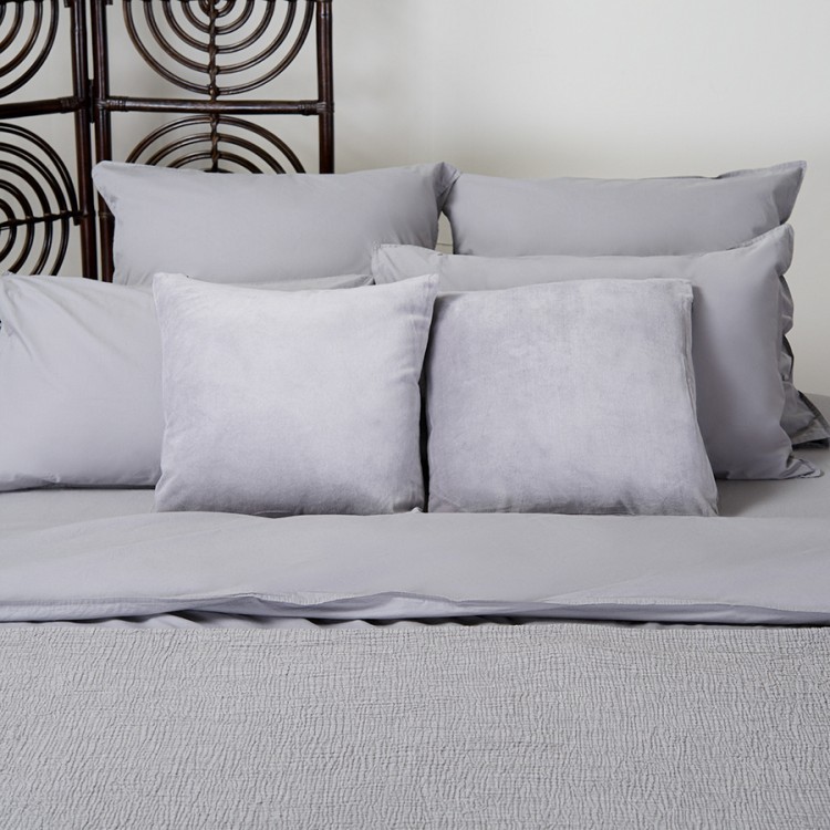Комплект постельного белья двуспальный серого цвета из органического стираного хлопка из коллекции essential (69371)