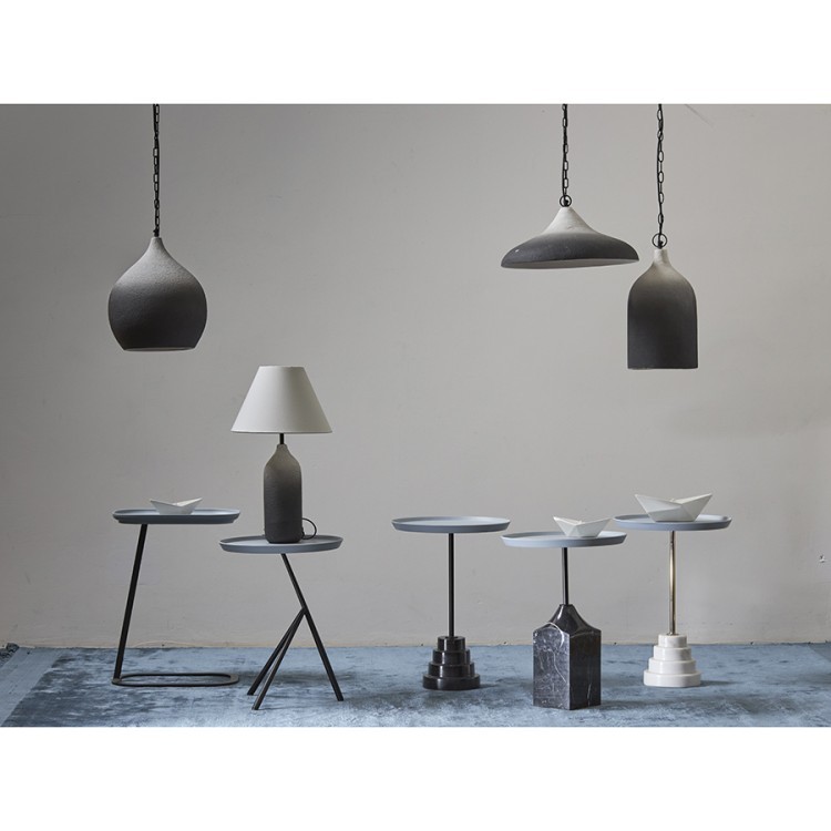 Столик приставной sustainable collection, D38 см, серо-голубой/черный (76073)