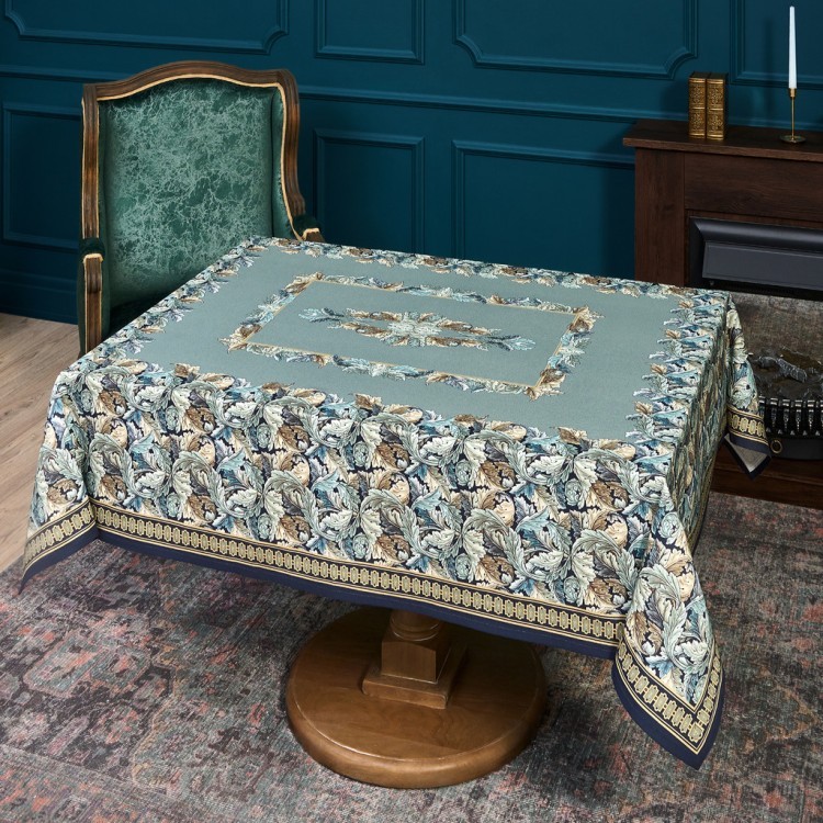Скатерть "листья морриса"140х180см , 100% хлопок, синий , твил, пропитка Lefard (850-752-2)