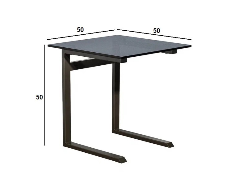 Стол журнальный приставной серый, стекло тонированное 50*50*50см (TT-00015706)