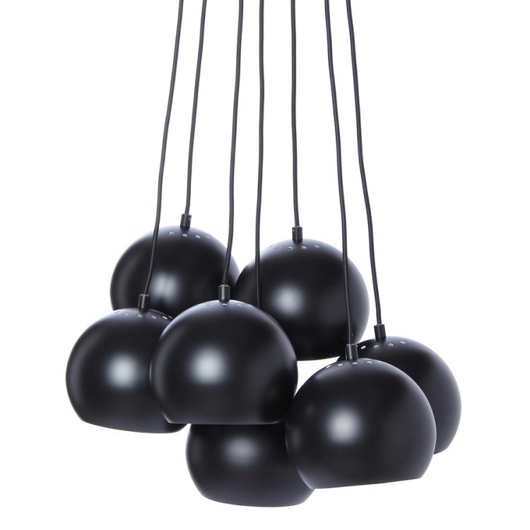 Люстра ball, 7 плафонов, 120 см, черная матовая, черный шнур (68041)