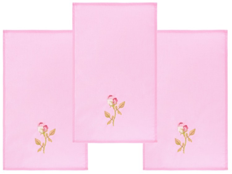 Комплект салфеток из 3 шт.25х45 см.вышивка "роза", 50% х/б+50%пэ, розовый Оптпромторг Ооо (850-517-11) 