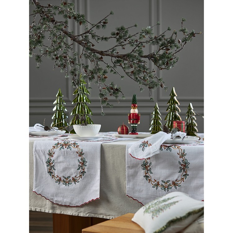 Дорожка на стол festive wreath из коллекции new year essential, 45х150 см (77777)