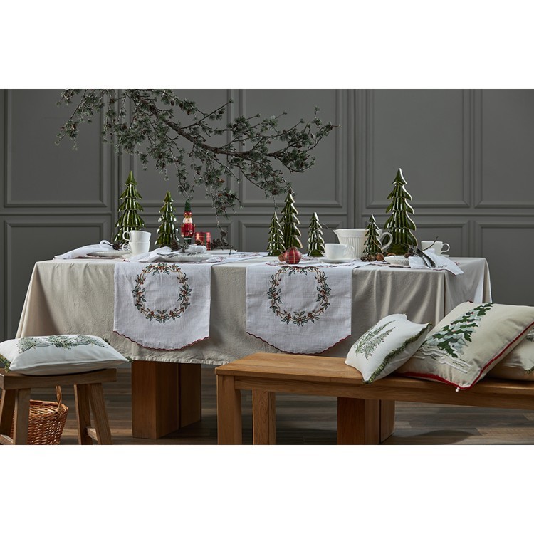 Дорожка на стол festive wreath из коллекции new year essential, 45х150 см (77777)