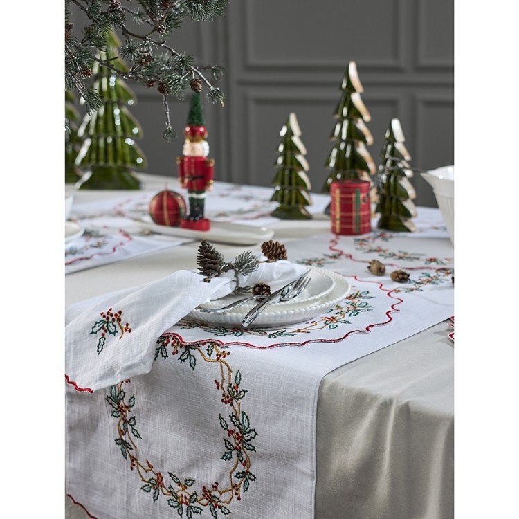 Дорожка на стол festive wreath из коллекции new year essential, 45х150 см (77777)