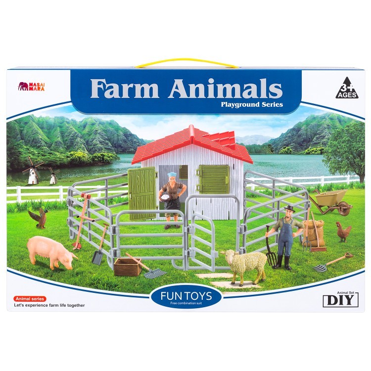 Набор фигурок животных серии "На ферме": Ферма игрушка, овца, курица, инвентарь - 14 предметов (ММ205-061)