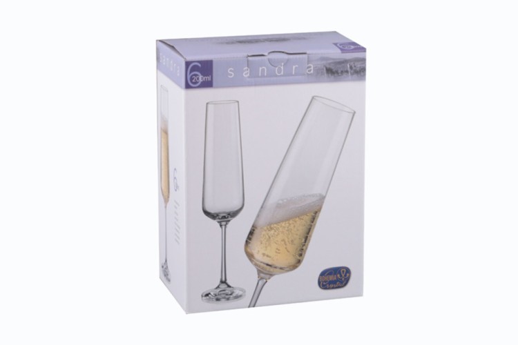 Набор бокалов для шампанского из 6 шт. "сандра" 200 мл. высота=25 см. Crystalex Cz (D-674-171)