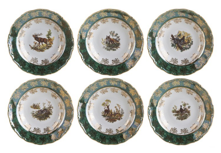 Набор суповых тарелок из 6 шт. "зеленая охота" диаметр=23 см. M.Z. (655-198)