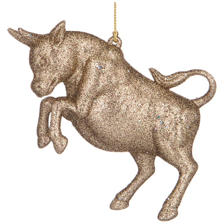 Елочное украшение"бык символ года 2021" 12,5*3 см высота=8,5 см цвет:бронза с глиттером ((мал-24/кор Lefard (865-473)