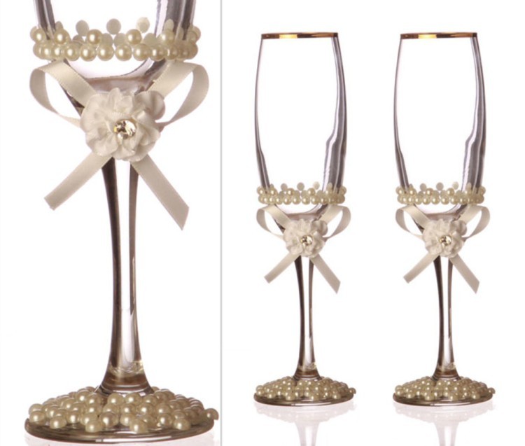 Набор бокалов для шампанского из 2 шт. с золотой каймой 170 мл. (802-510-26) 