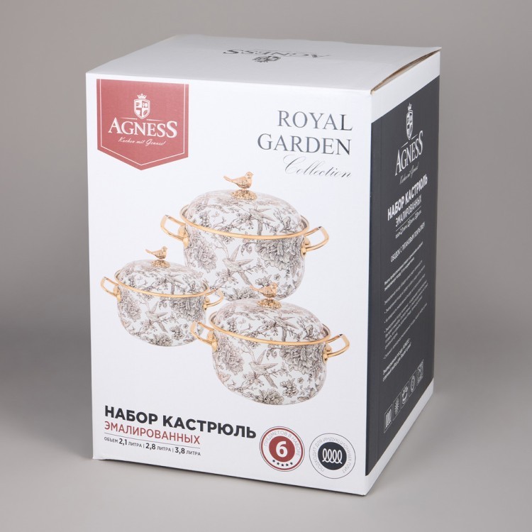 Набор кастрюль agness эмалированных серия "яблоневый сад", 6пр. 2,1л, 2,8л и 3,8л Agness (950-606) Набор кастрюль agness эмалированных серия "яблоневый сад", 6пр. 2,1л, 2,8л и 3,8л Agness (950-606)