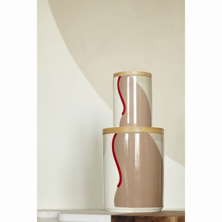 Банка для хранения бежевого цвета с авторским принтом из коллекции freak fruit, 275мл (73571)