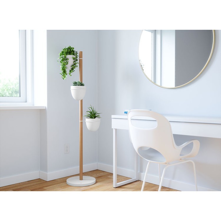 Подставка для растений floristand, белая/натуральное дерево, 3 горшка (67657)