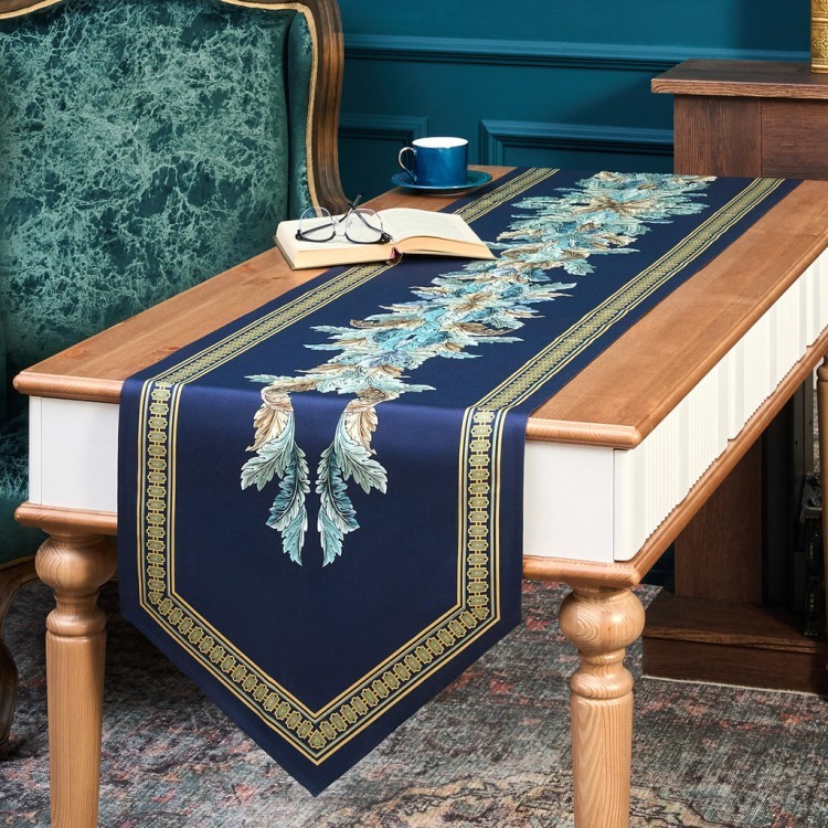 Дорожка "листья морриса" green stripe  45х300см, 100% хлопок,твил c пропиткой Lefard (850-752-35)