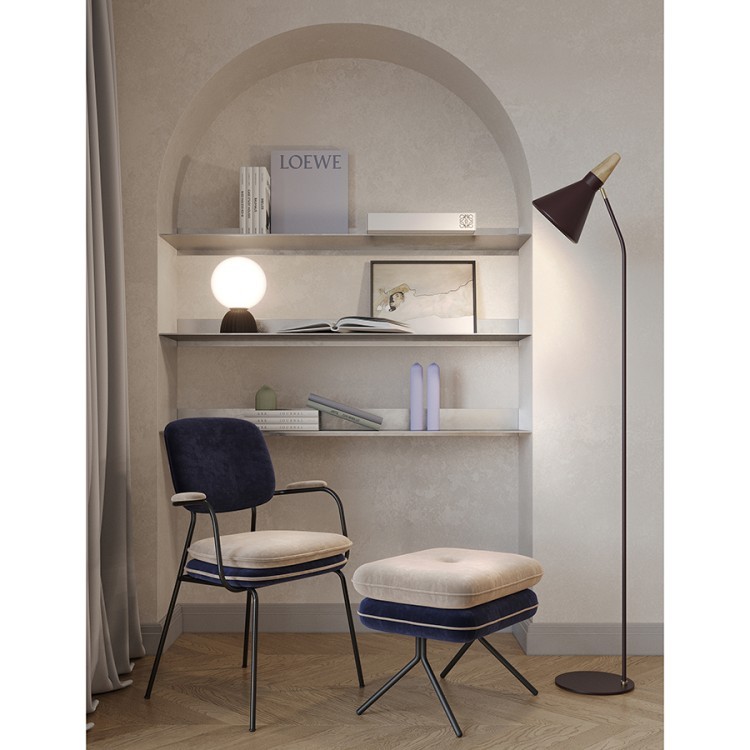 Стул с подлокотниками и контрастным кантом pea, велюр, темно-синий/бежевый (77106)