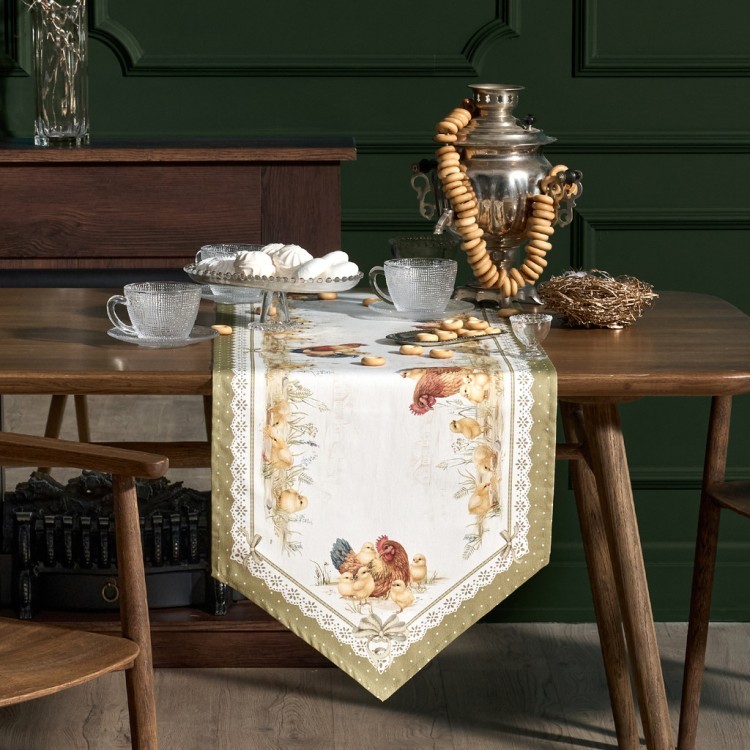 Дорожка "золотая курочка" 45х145см, 100% хлопок, твил Lefard (850-767-3)