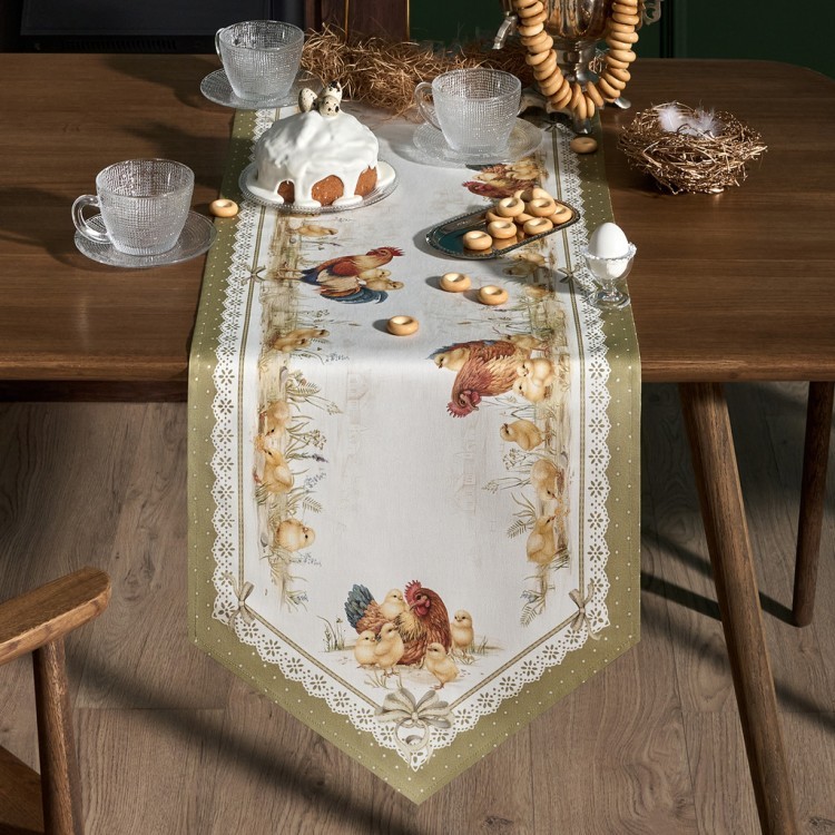 Дорожка "золотая курочка" 45х145см, 100% хлопок, твил Lefard (850-767-3)