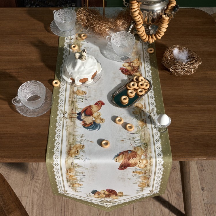 Дорожка "золотая курочка" 45х145см, 100% хлопок, твил Lefard (850-767-3)