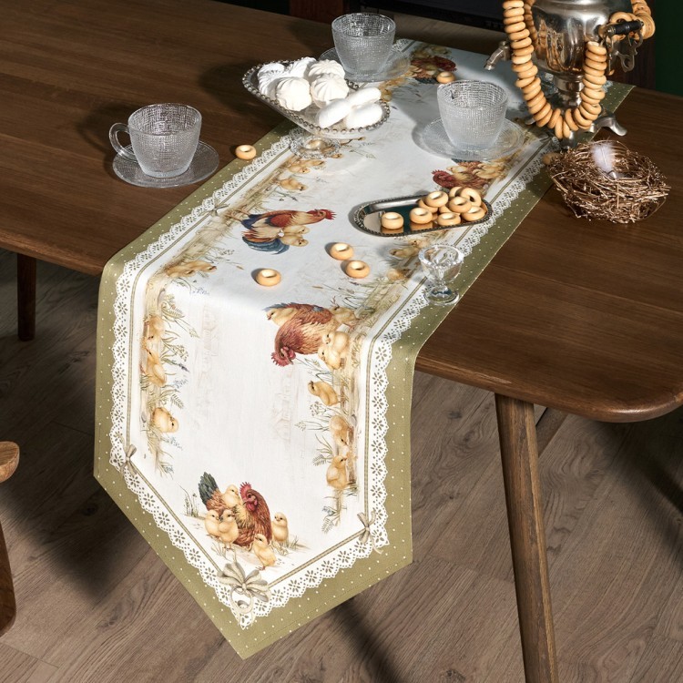Дорожка "золотая курочка" 45х145см, 100% хлопок, твил Lefard (850-767-3)