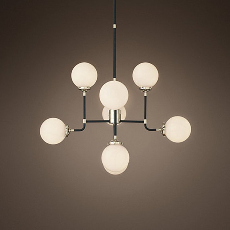 Люстра TD70024-8NI-BLS, каркас металл, стекло, Nickel and matt black, ROOMERS FURNITURE