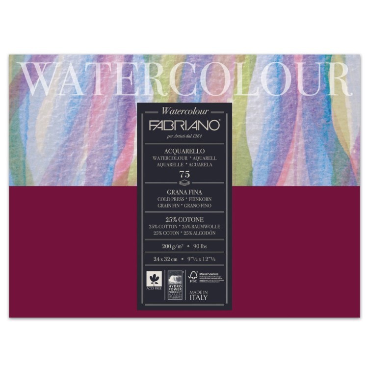Альбом для акварели А4+ Fabriano Watercolour Studio 75 листов, 200 г/м2, среднее зерно 17522432 (65019)