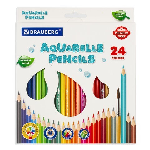 Карандаши цветные акварельные Aquarell 24 цвета 4 мм 181673 (2) (86096)