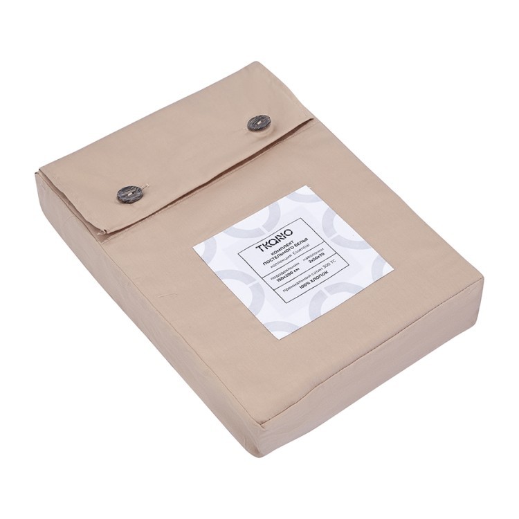 Комплект постельного белья из премиального сатина бежевого цвета из коллекции essential, 150х200 см (79816)