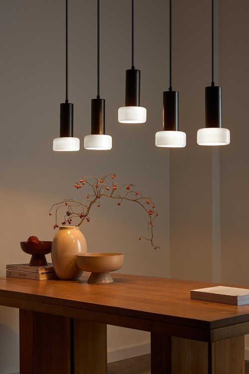 Светильник подвесной каскадный fungus, D15х25 см, 5 плафонов, белый/черный (77492)