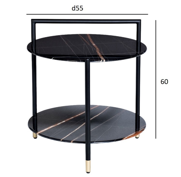 Стол журнальный d55*60cм с полкой, черный (TT-00006419) Стол журнальный d55*60cм с полкой, черный (TT-00006419)