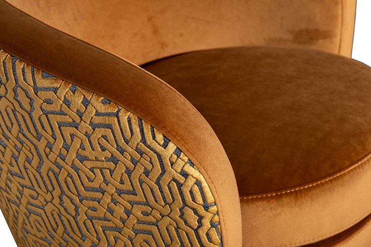 Кресло Наполи(Napoli) вращающееся, велюр принт Pad32+Latt-ORANG 76*76*76см (TT-00016897)