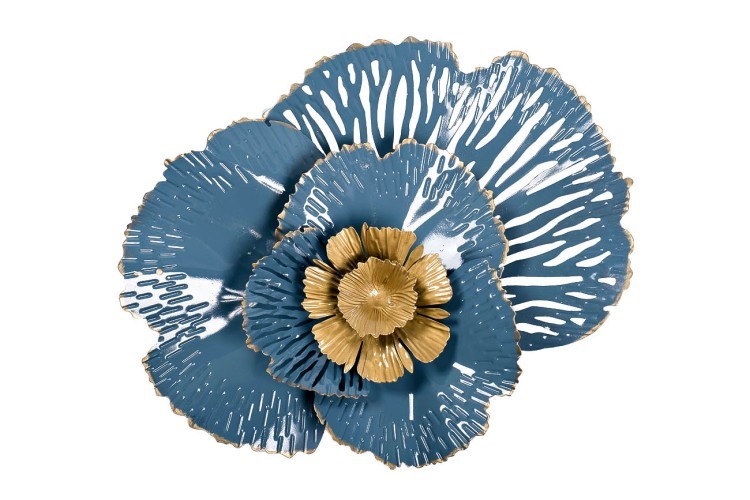 Декор настенный"Цветок"золотисто-голубой 38,1*50,8*8,3 (TT-00001944)