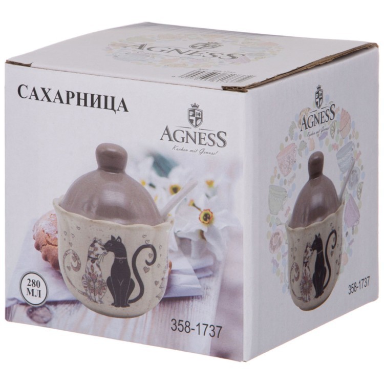 Сахарница agness "парижские коты" 10*11,5 см 240 мл Agness (358-1737)