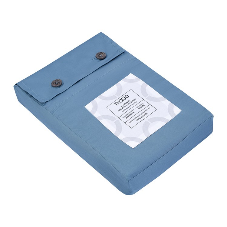 Комплект постельного белья из премиального сатина джинсово-синего цвета из коллекции essential, 150х (79818)