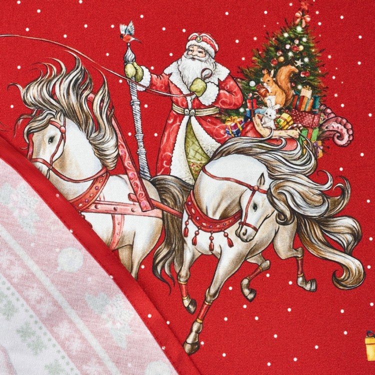 Скатерть круглая "с новым годом" 190см ,красный, 100% хлопок, твил, с пропиткой Lefard (850-763-25)