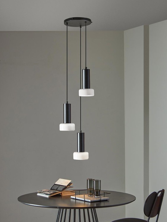 Светильник подвесной каскадный fungus, D15х25 см, 3 плафона, белый/черный (77493)
