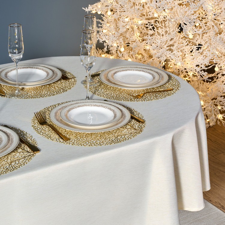 Скатерть  160х220 cm овальная, "феерия. золото", цвет: бежевый, tm lefard, полиэстер 100% (кор=20шт. Lefard (986-003-28)